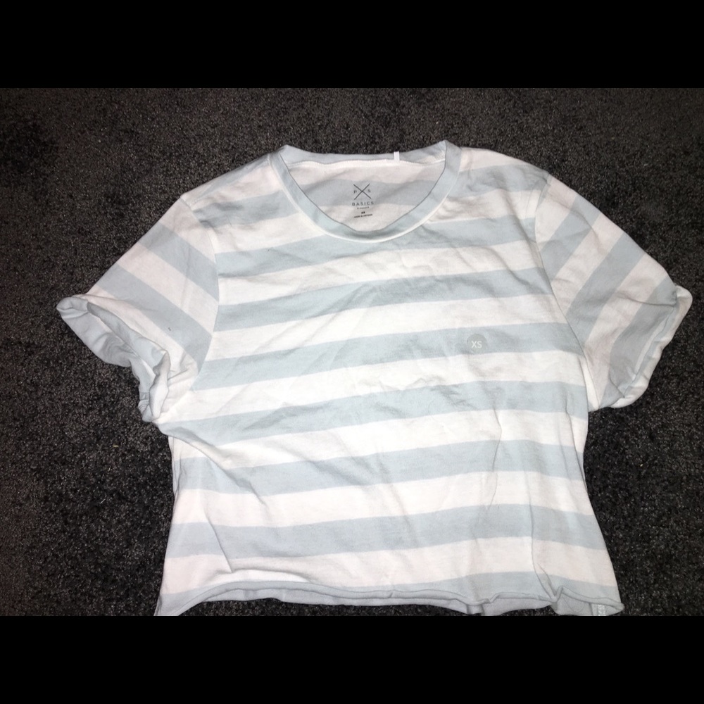 Striped Light Blue/White Crop Top